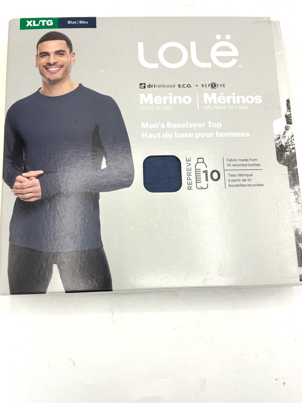 Lolë Men’s Merino Baselayer Top - Navy Blue XL